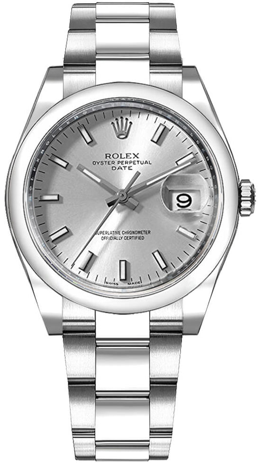 Rolex Oyster Perpetual Date Silver Stick Dial on Oyster Ref. 115200 Card 2012