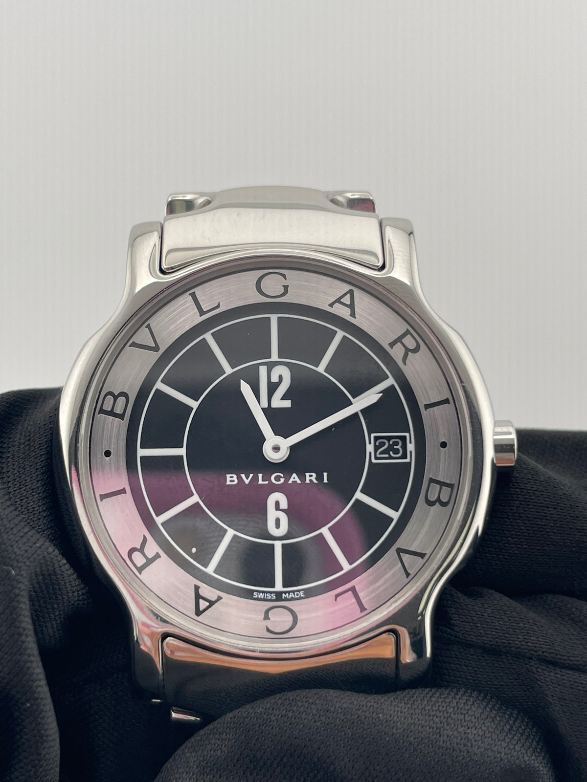 Bvlgari Solo Tempo Black Dial on Stainless Steel Ref. ST35S — view 3