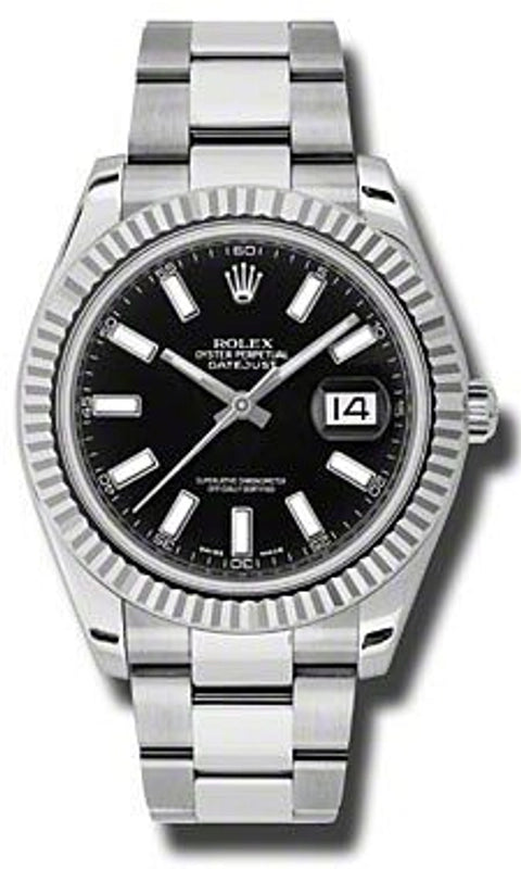 Rolex Datejust II Black Stick Dial on Oyster Ref 116334 with New Style Card White 2016