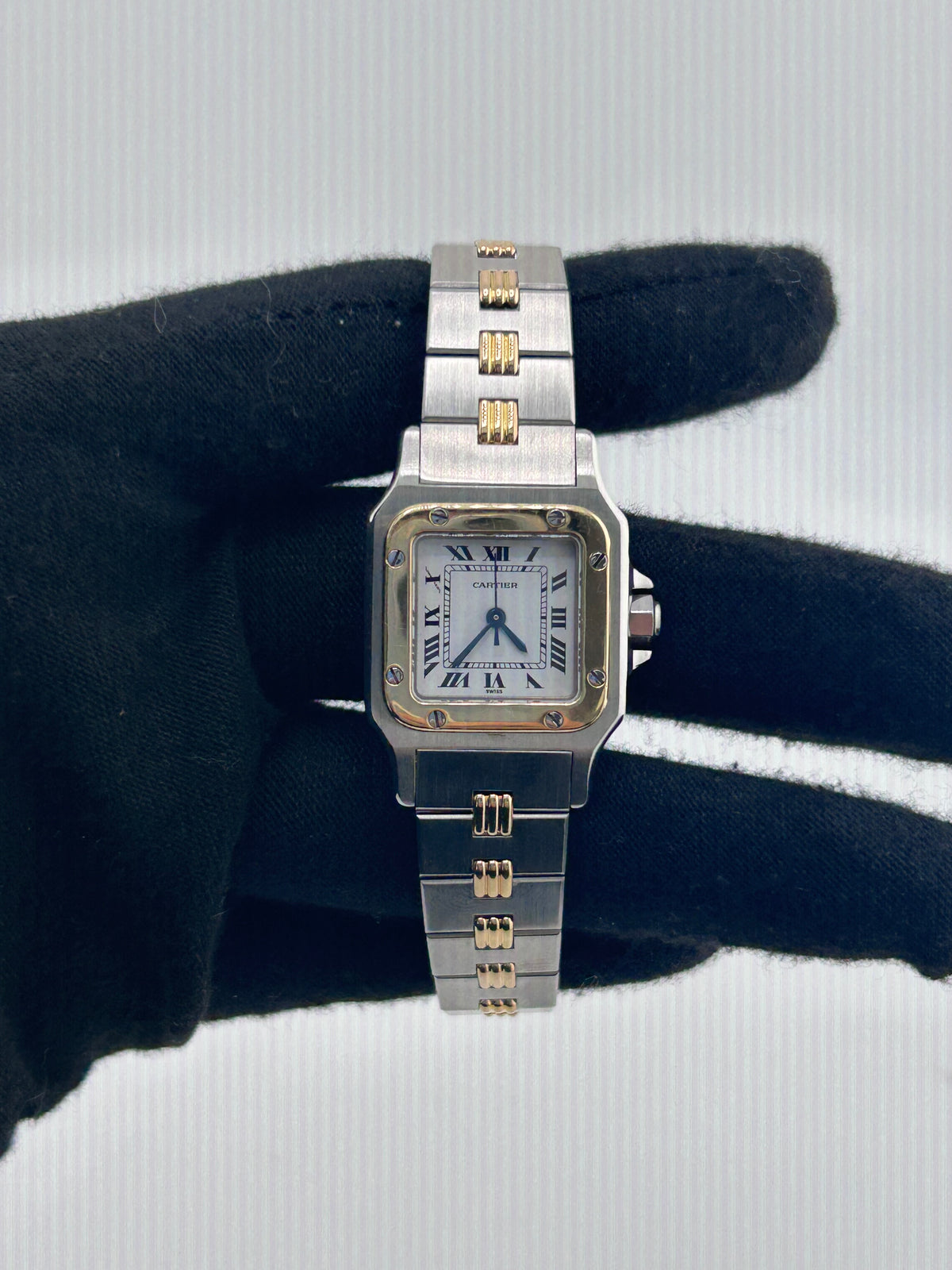 Cartier Santos Galbée White Dial on 2 Tone Yellow Gold / Stainless Steel Bracelet Ref. W20057C4