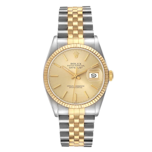 Rolex Datejust Champagne Stick Dial on D Link Jubilee Bracelet Ref. 16013 1985