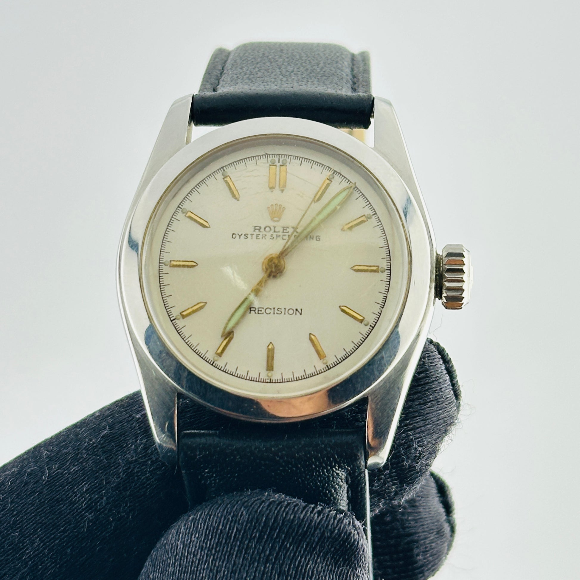 Rolex Oyster Speed-King Silver W Gold Stick Dial on Generic Leather Band Ref. 6056 1963 — view 2