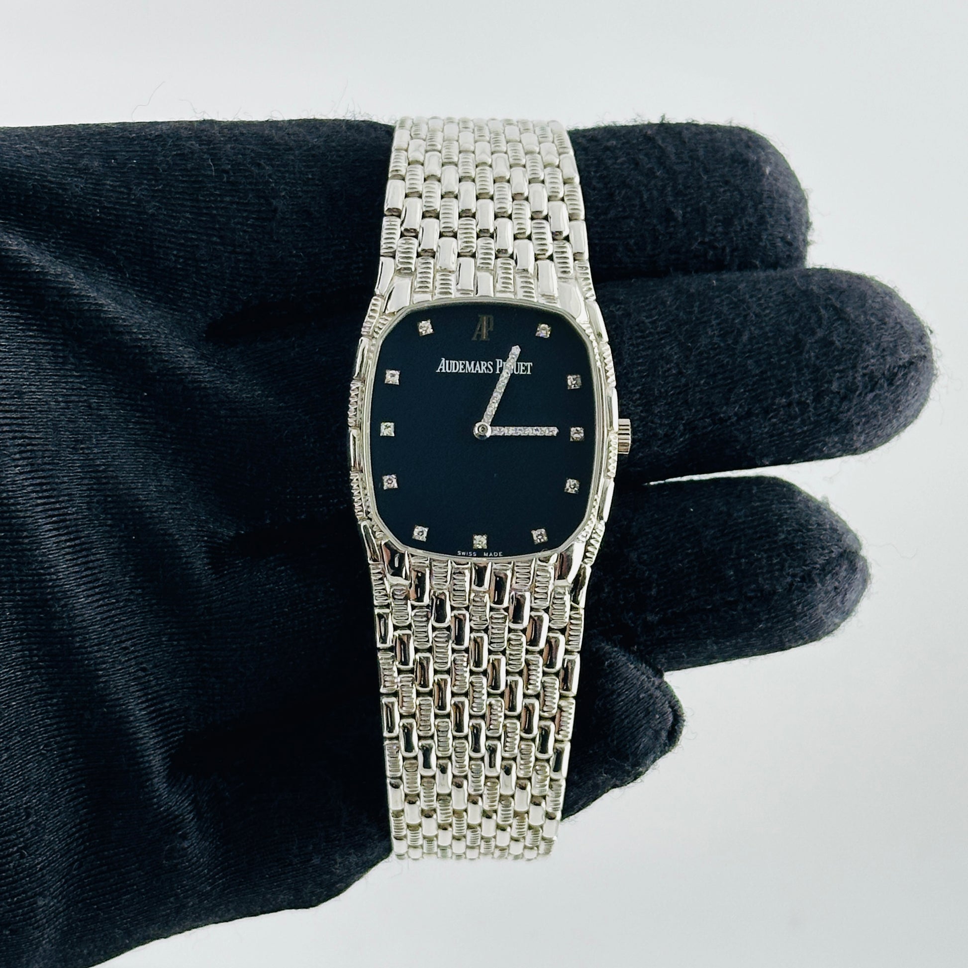 Audemars Piguet Cobra Blue / Factory Diamond Dial on White Gold Mesh Bracelet Ref. N/A