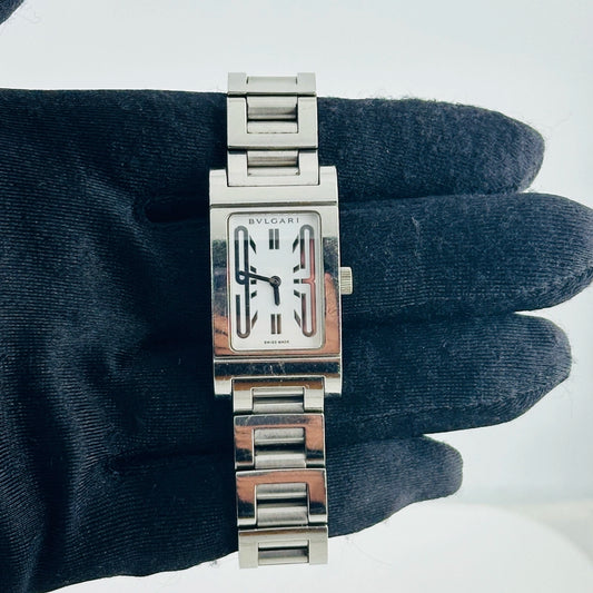 Bvlgari Rettangolo White Dial on Stainless Steel Bracelet Ref RT39S