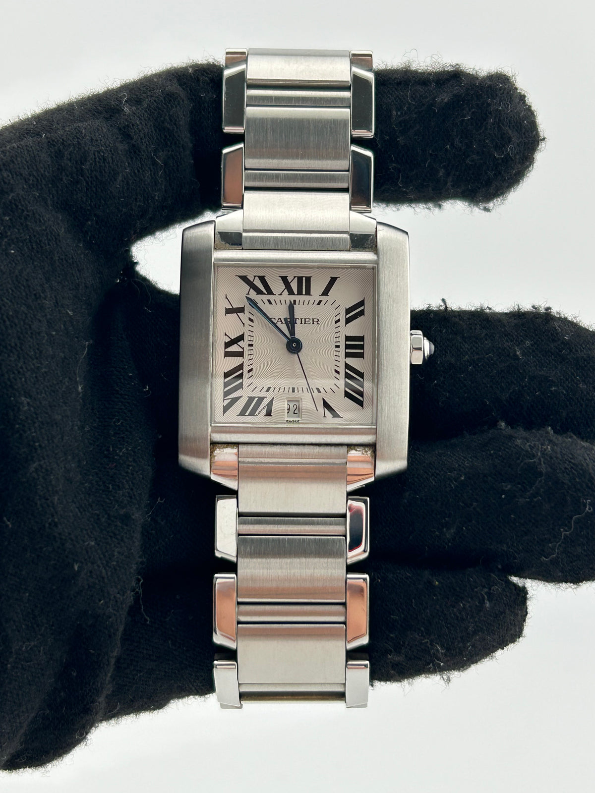 Cartier Tank Francaise Silver Dial on Stainless Steel Bracelet Ref. W51002Q3 — view 2