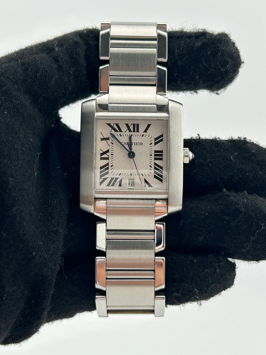Cartier Tank Francaise Silver Dial on Stainless Steel Bracelet Ref. W51002Q3 — view 2