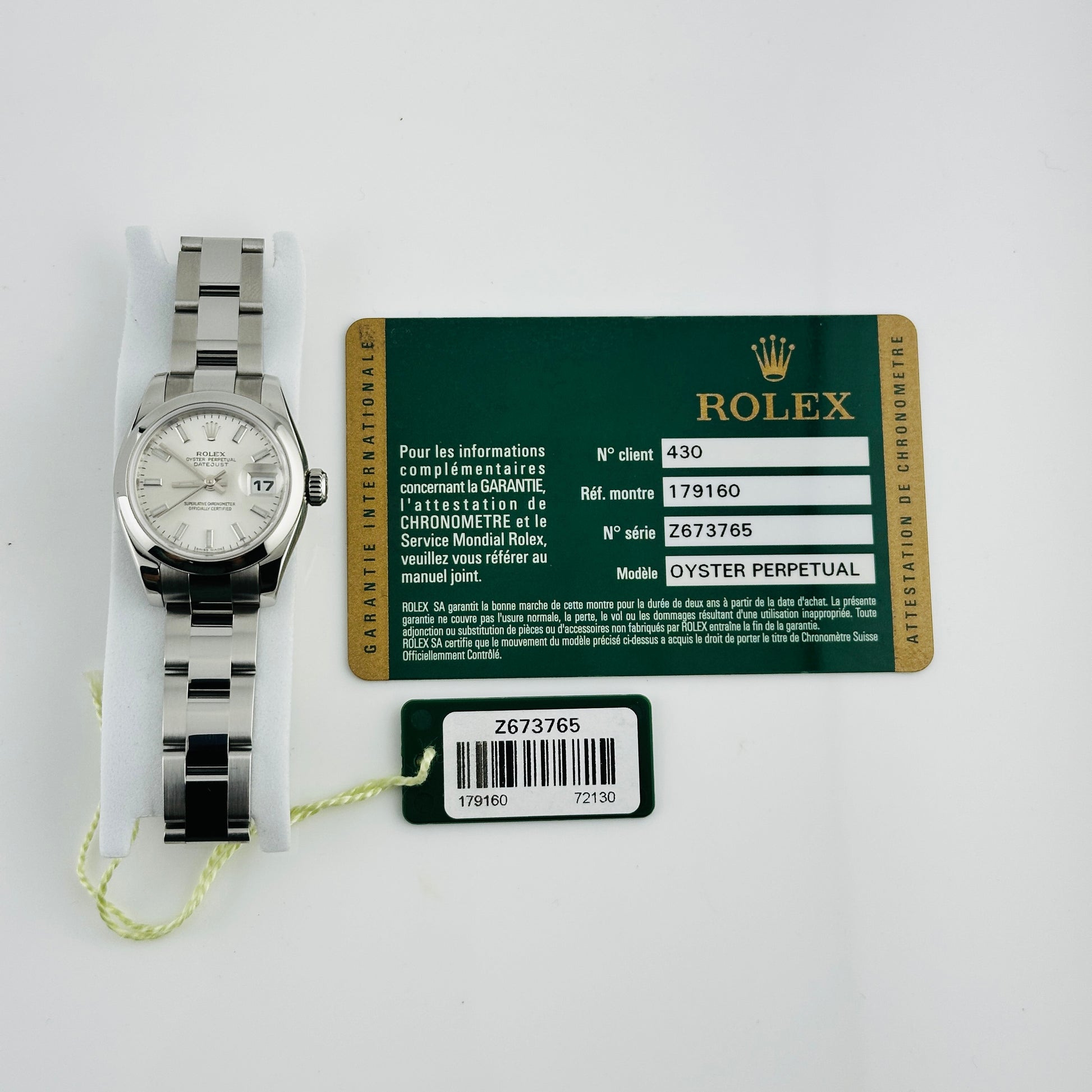 Rolex Datejust Lady Silver Index Dial on Oyster Ref. 179160 Card 2007 — view 6