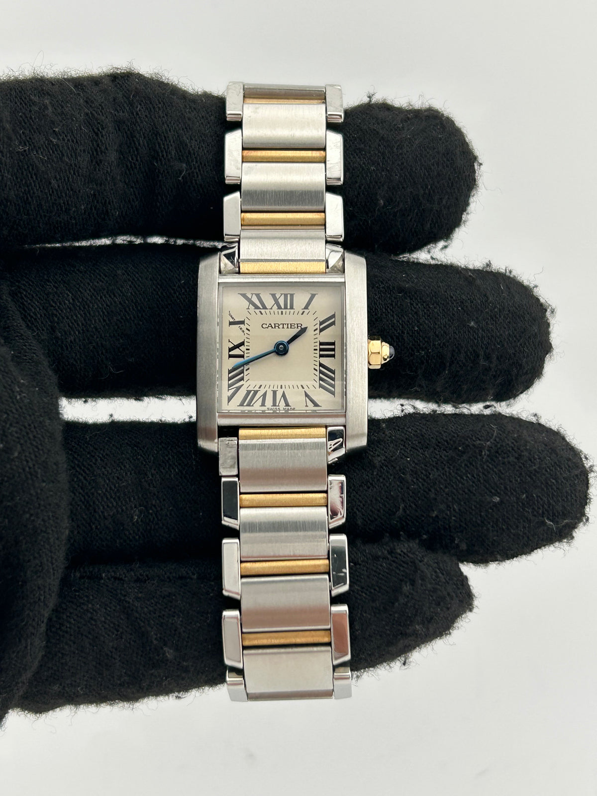 Cartier Tank Francaise Silver Roman Dial on 2 Tone Bracelet Ref. W51007Q4