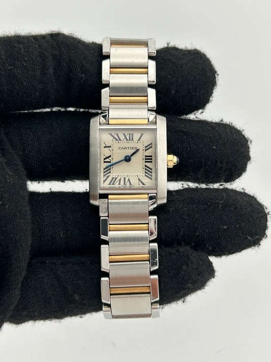 Cartier Tank Francaise Silver Roman Dial on 2 Tone Bracelet Ref. W51007Q4