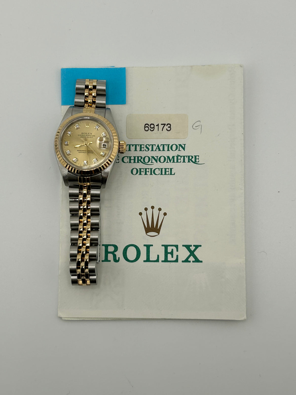 Rolex Datejust Lady Champagne Diamond Dial on Jubilee Ref. 69173 Papers 1999 — view 8
