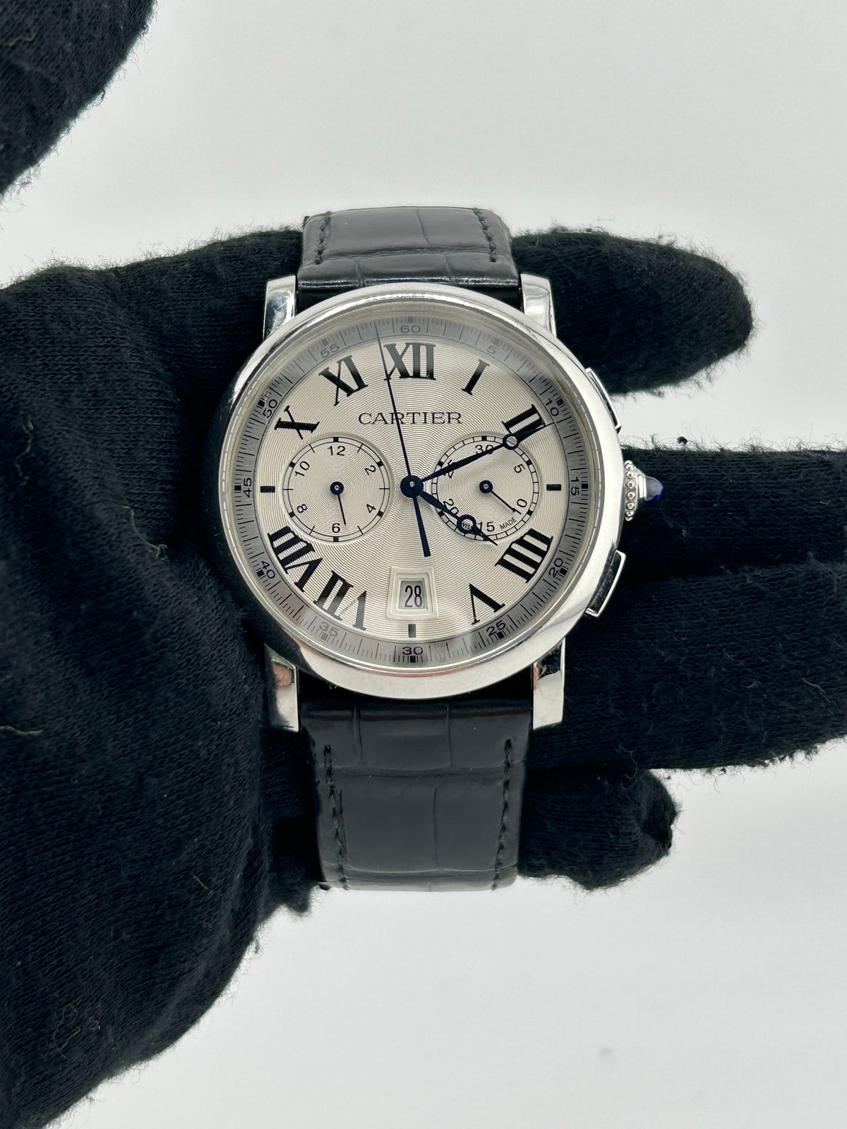 Cartier Rotonde de Cartier Silver Roman Numerals Dial on Leather Strap Ref. WSRO0002