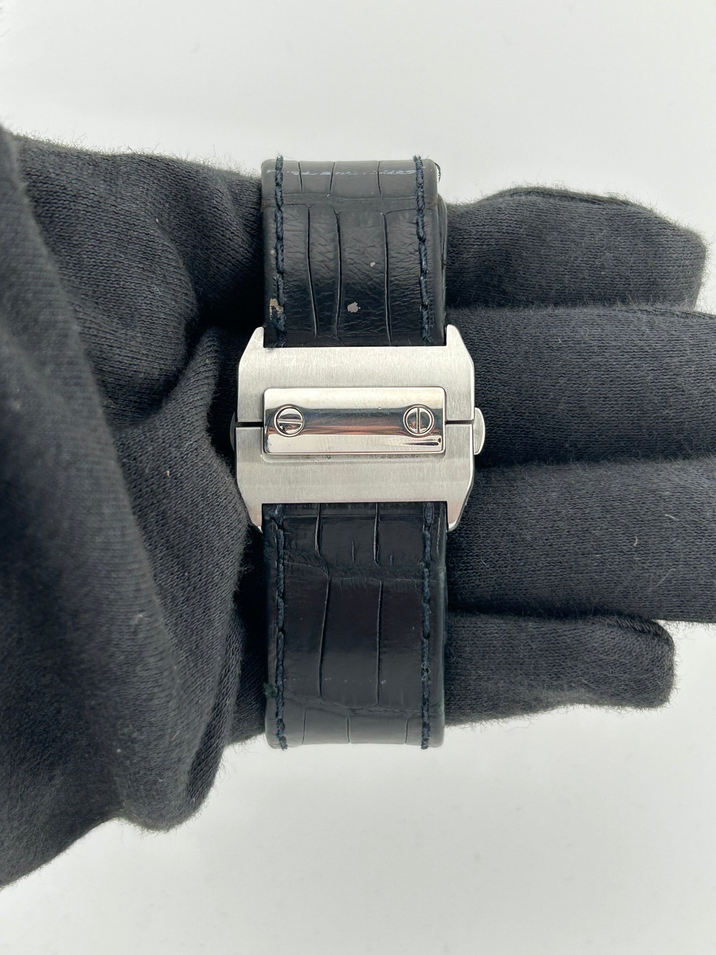 Cartier Santos 100 Large Silver Roman Numerals Dial on Leather Ref. W2007GX Manuals Only — view 4