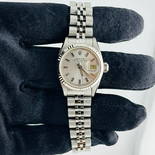 Rolex Datejust Lady Silver Stick Dial on Jubilee Ref. 69174 Papers 1985