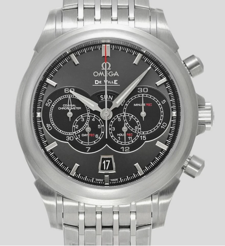 Omega De Ville Co-Axial Grey Dial on Stainless Steel Bracelet Ref. 422.10.41.52.06.001 Complete Open Date