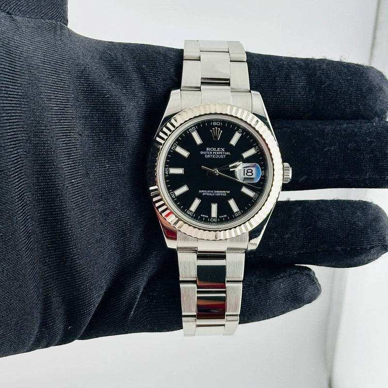 Rolex Datejust II Black Stick Dial on Oyster Ref 116334 with New Style Card White 2016