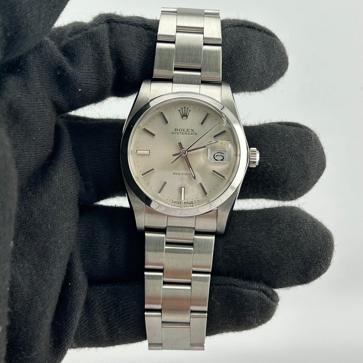 Rolex Oysterdate Precision Silver Stick Dial on Oyster Bracelet Ref. 6694 Papers 1989 — view 2