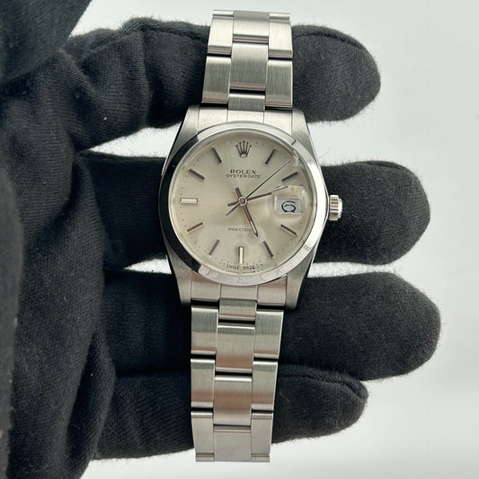 Rolex Oysterdate Precision Silver Stick Dial on Oyster Bracelet Ref. 6694 Papers 1989 — view 2