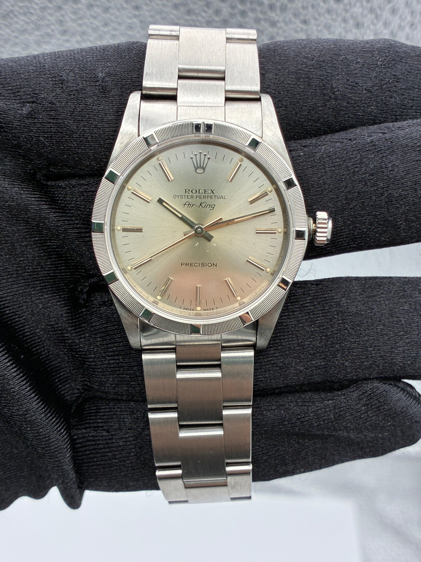 Rolex Air-King Silver Stick Dial on Oyster Ref. 14010 — view 2