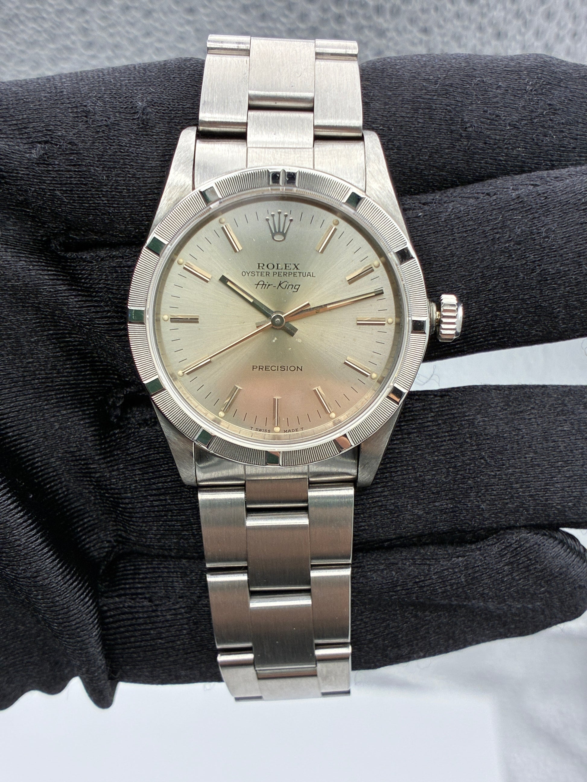 Rolex Air-King Silver Stick Dial on Oyster Ref. 14010 — view 2