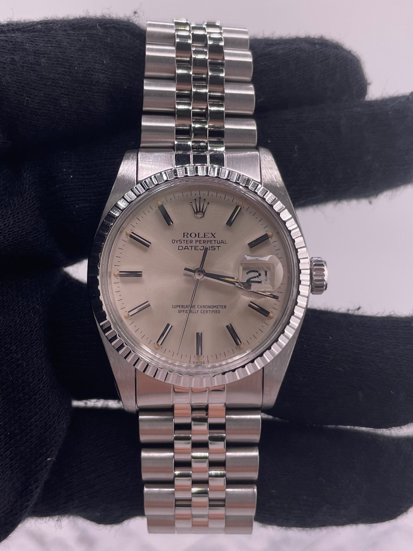 Rolex Datejust Silver Stick Dial on Jubilee Ref. 16030 1981 — view 2