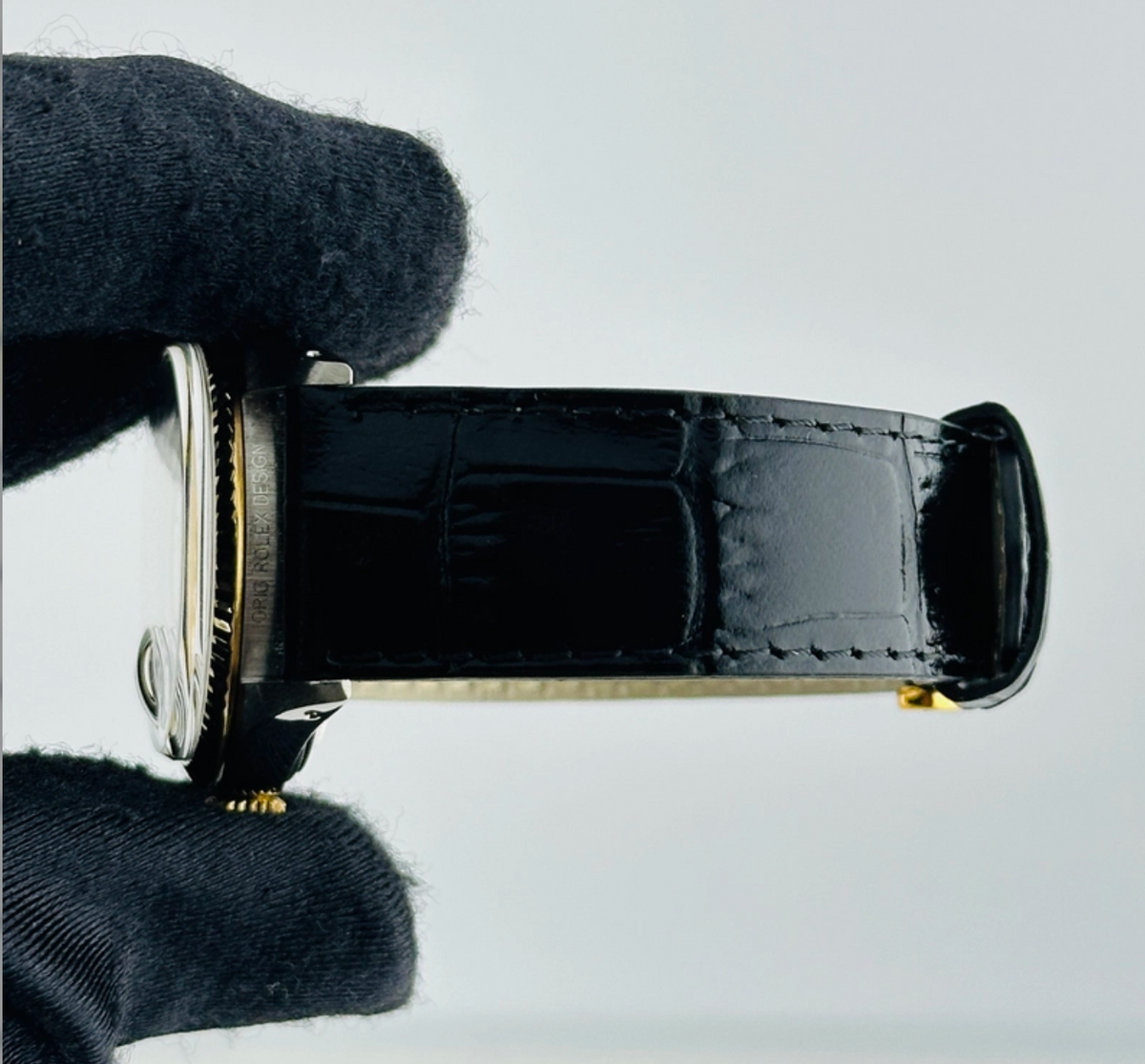 Rolex Datejust 36 Champagne Stick Dial on Generic Black Leather Band Ref. 16233 Card — view 5
