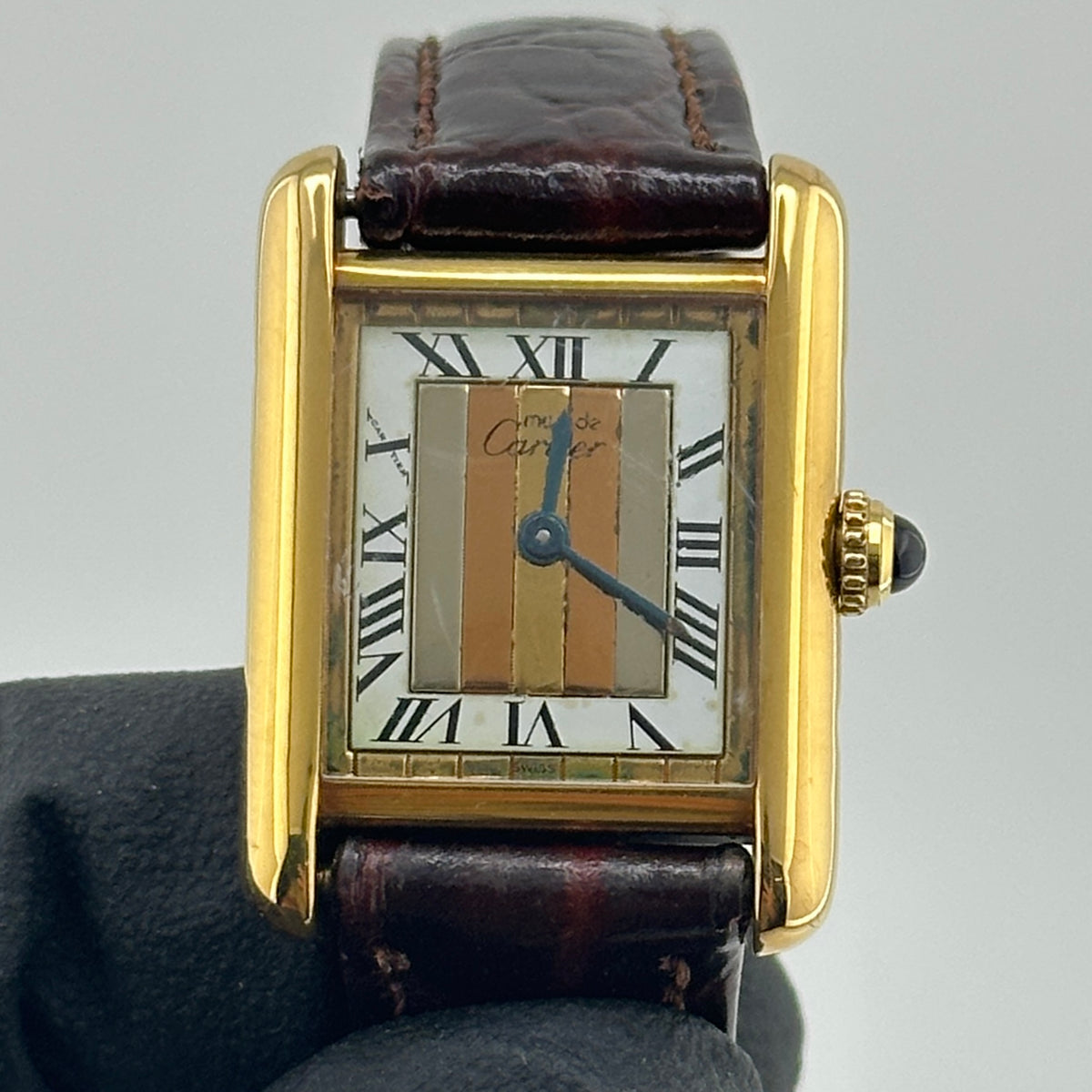 Cartier Tank Must Vermeil Trinity Dial on Generic Leather Band Ref. 18695 — view 3