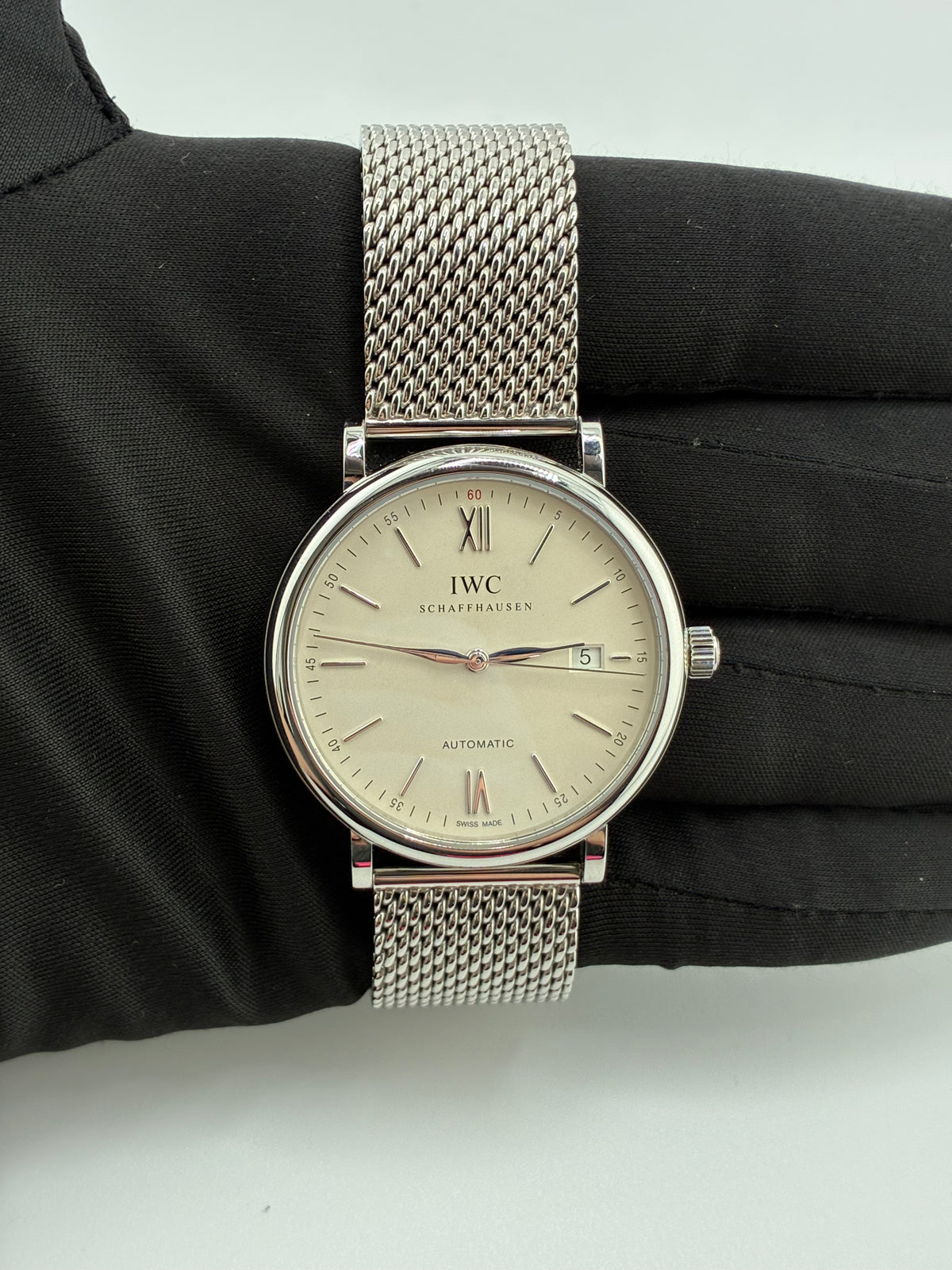 Iwc Portofino Silver Dial on Stainless Steel Mesh Band Ref. IW356505 — view 3