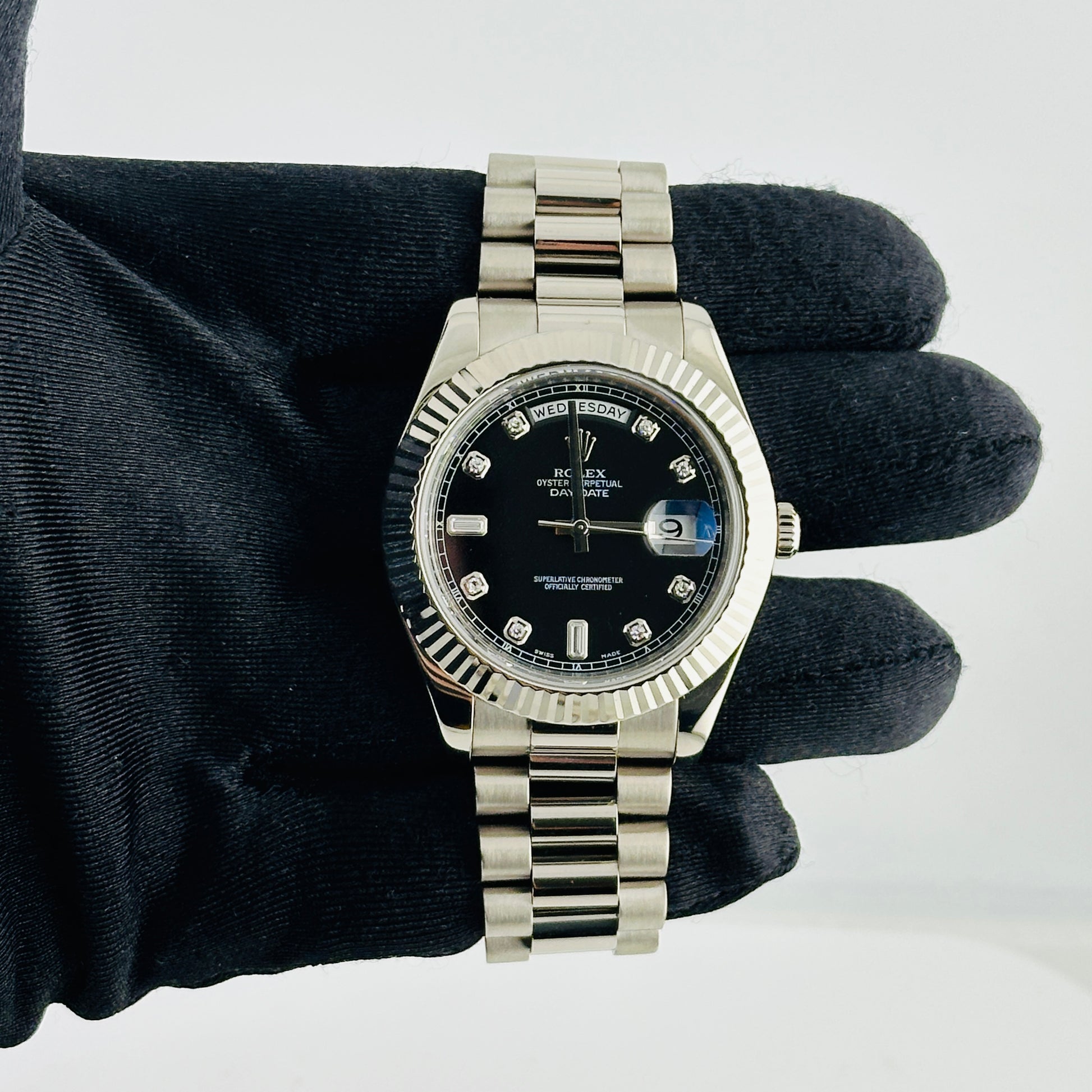 Rolex Day-Date Black Diamond Dial on President Ref. 218239 Card 2010 — view 2