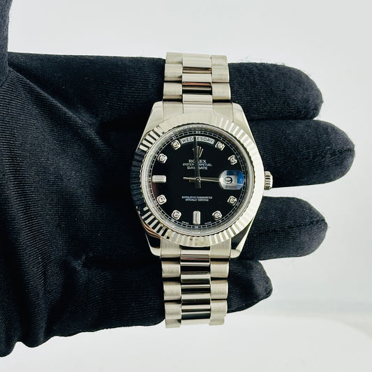 Rolex Day-Date Black Diamond Dial on President Ref. 218239 Card 2010 — view 2