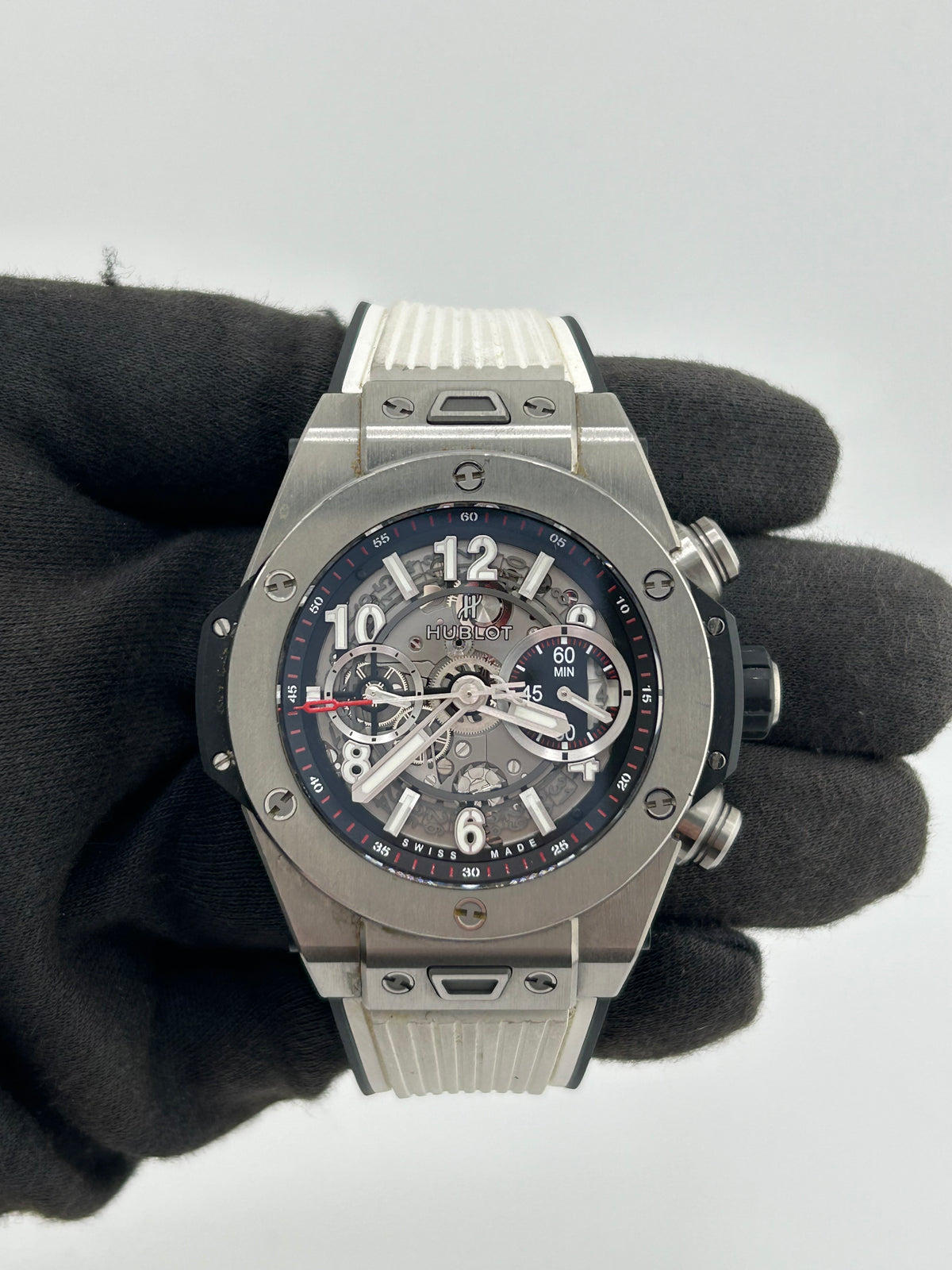 Hublot Big Bang Unico Skeleton Dial on Black / White Rubber Strap Ref. 411.NX.1170.RX Complete 2016 — view 2