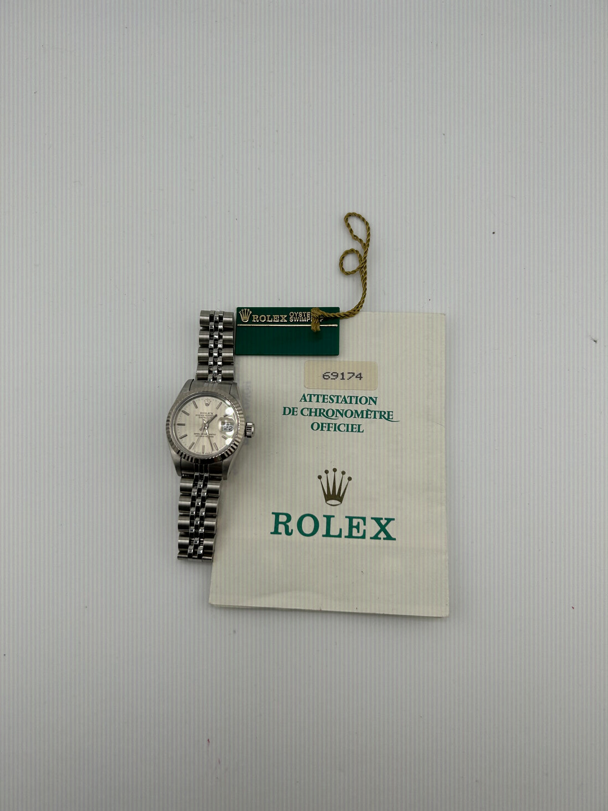 Rolex Datejust Lady Silver Stick Dial on Jubilee Ref. 69174 Papers 1991 — view 7