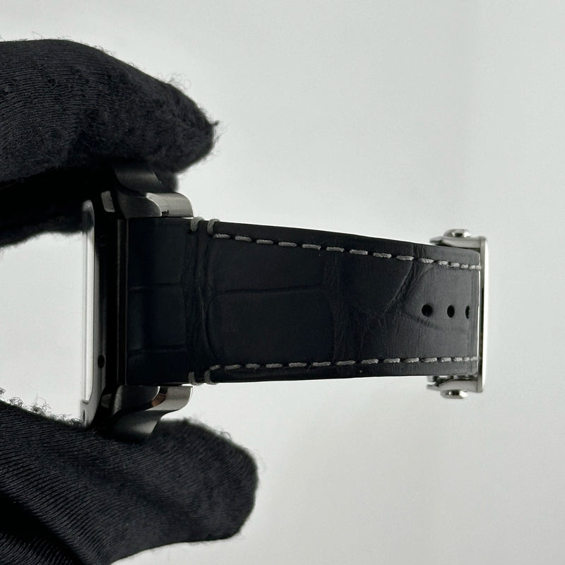 Cartier Santos Chrono Silver Dial on Leather Ref 4183
