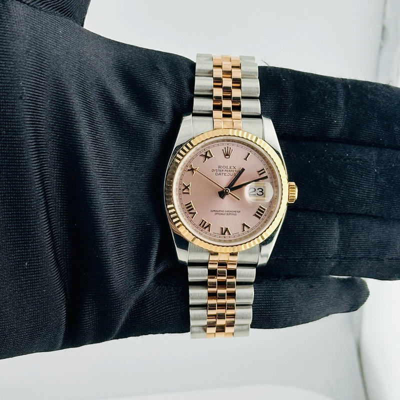 Rolex Datejust Pink Champagne Roman Dial on Jubilee Ref 116231