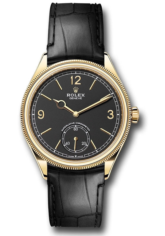 Rolex 1908 Black Dial on Leather Strap Ref 52508 with New Style Card Green 2024