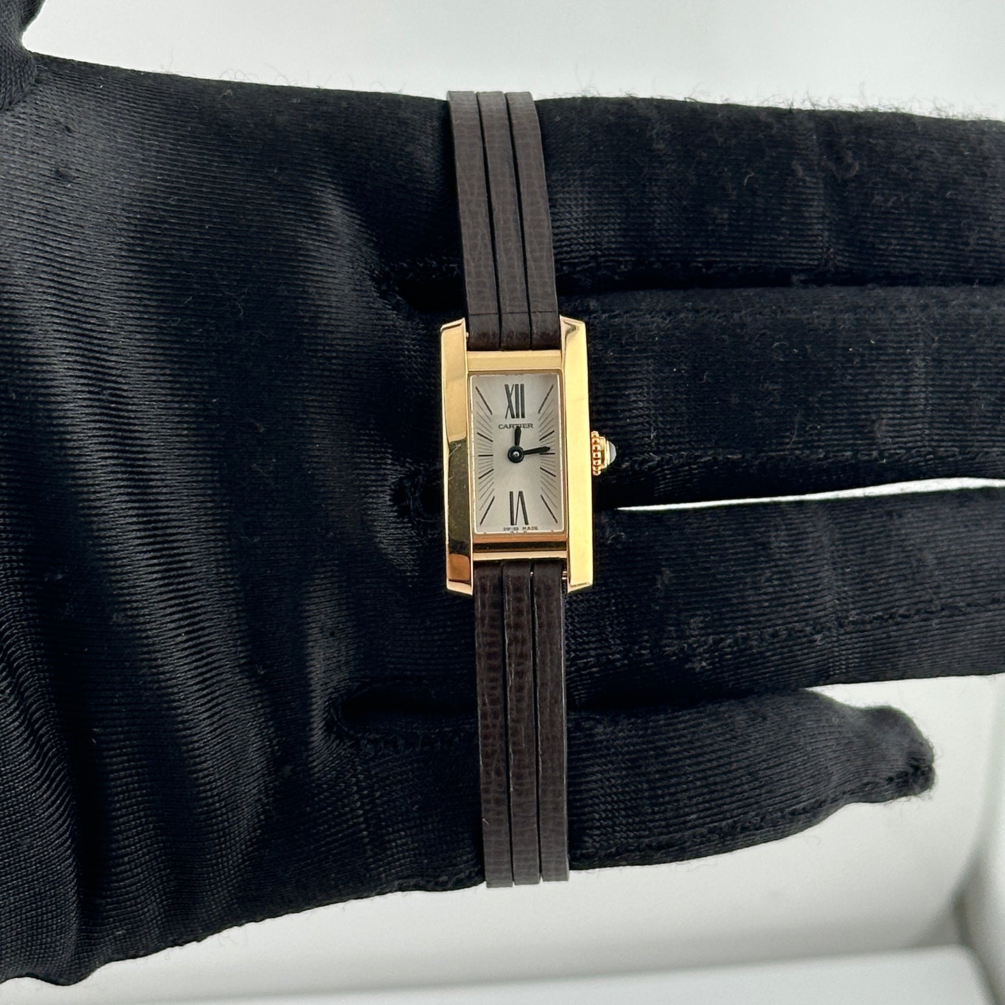 Cartier Allongee Lanieres Silver Dial on Leather Ref. 2593