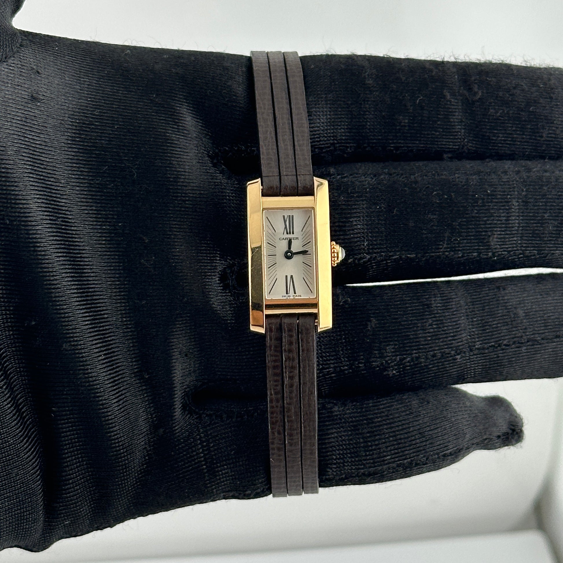 Cartier Allongee Lanieres Silver Dial on Leather Ref. 2593