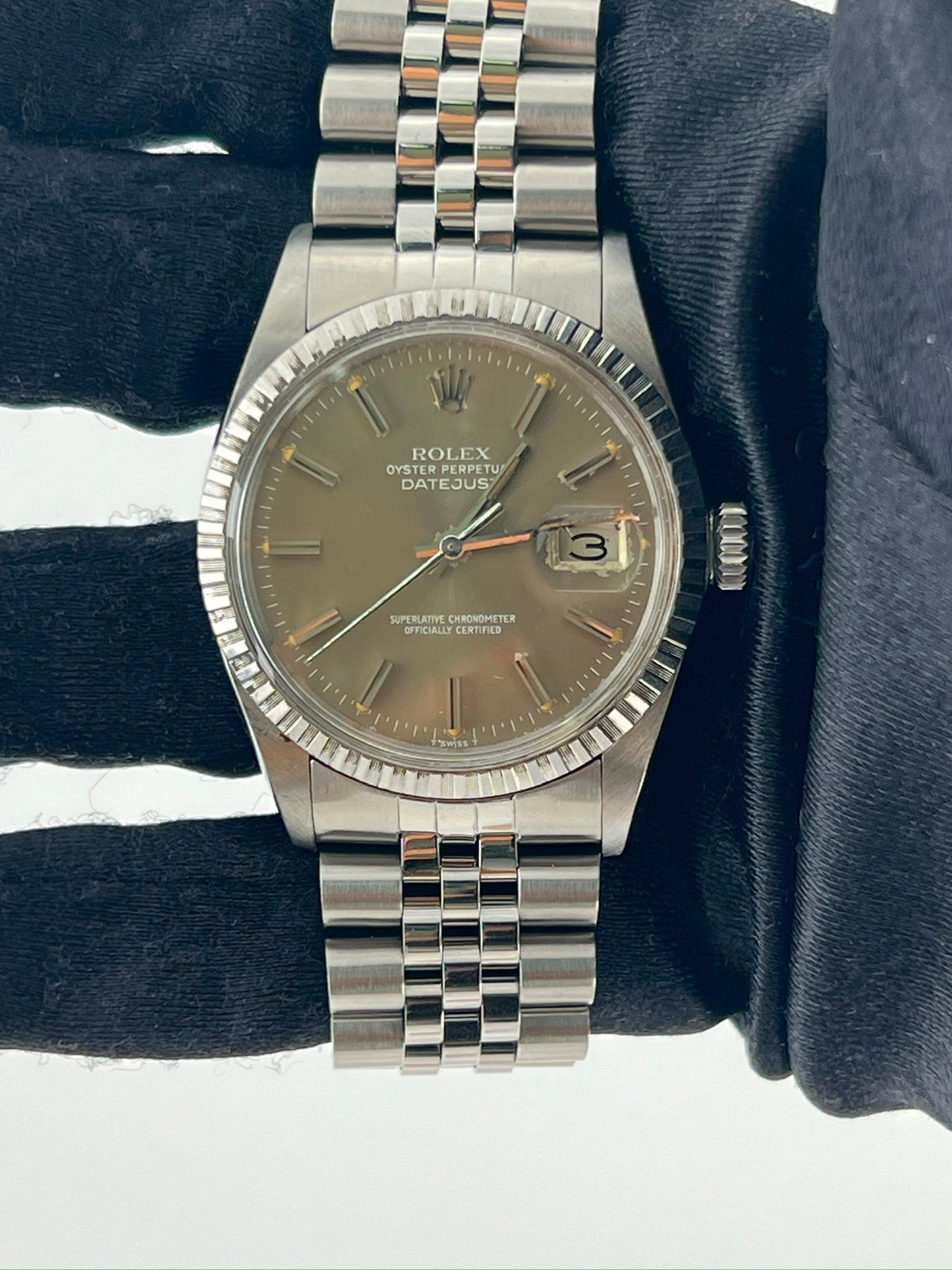 Rolex Datejust Grey Stick Dial on D Link Jubilee Bracelet Ref. 16030 1988