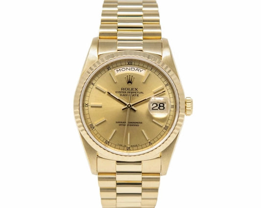 Rolex Day Date Gold Dial on President Ref 18238 with Papers 1989