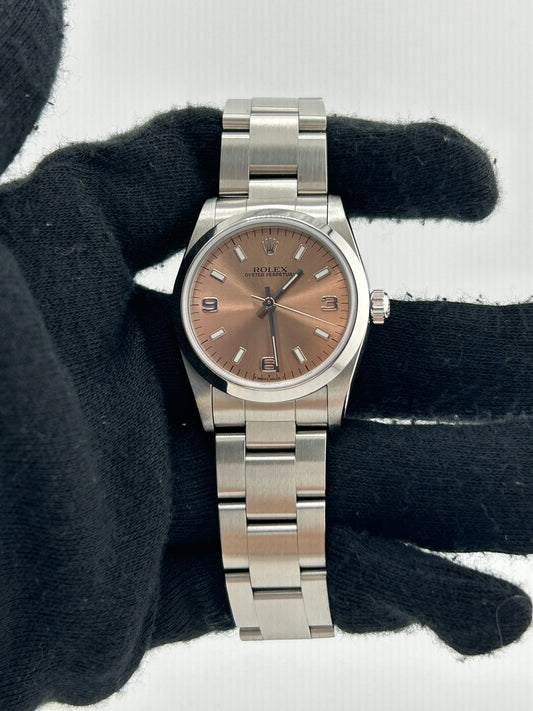Rolex Oyster Perpetual Salmon Pink Dial on Stainless Steel Bracelet Ref. 67480 1997 — view 2