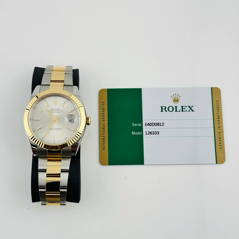 Rolex Datejust Silver Index Dial on Oyster Ref 126333 with New Style Card White 2019