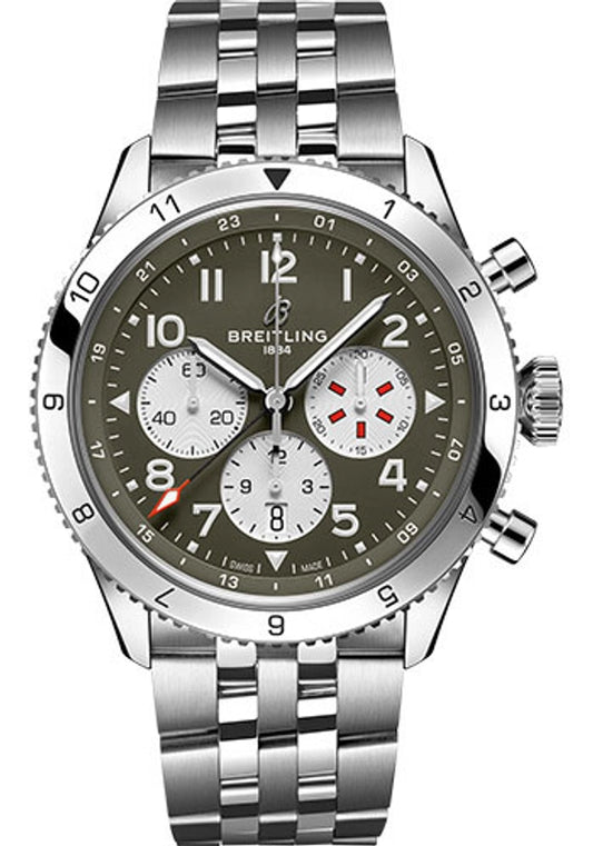 Breitling Super AVI B04 Chronograph GMT Green Dial on Bracelet Ref AB04452A1L1A1 with Card 2026