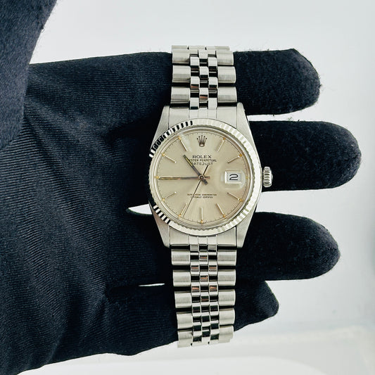 Rolex Datejust Silver Stick Dial on D Link Jubilee Ref. 16014 1979