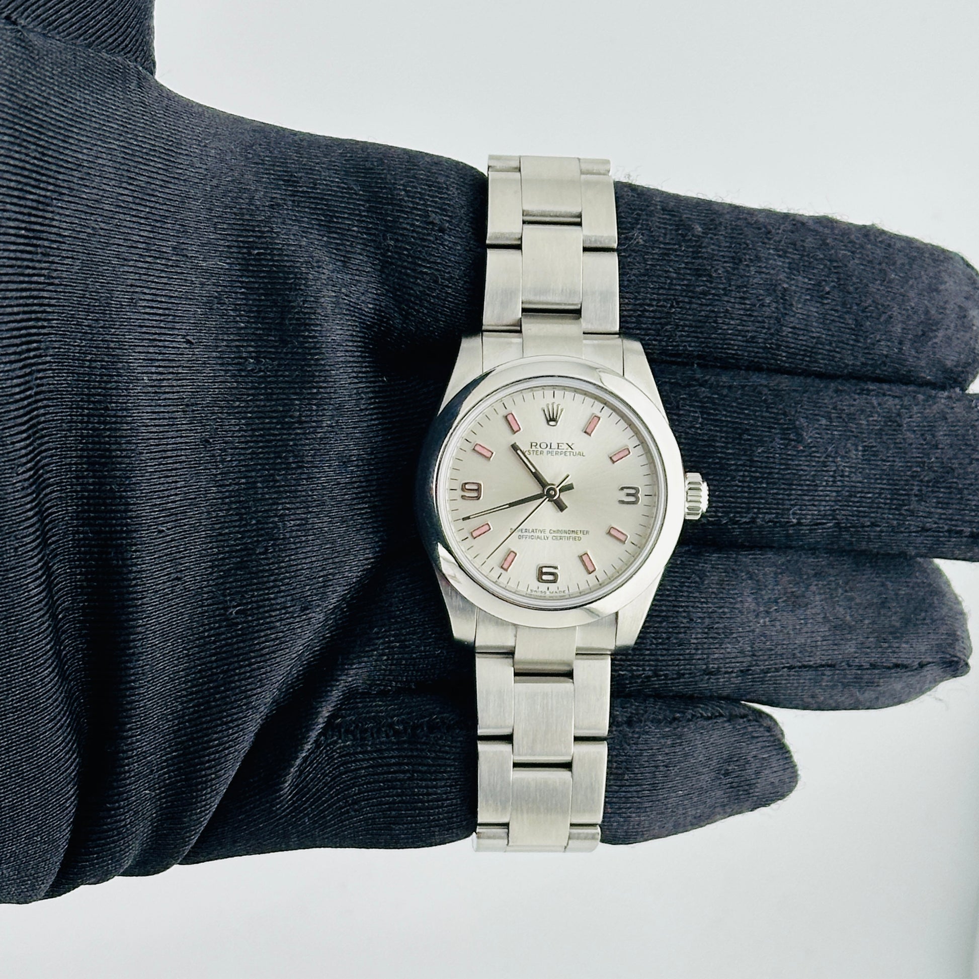 Rolex Oyster Perpetual Silver/Pink Markers Dial on Oyster Ref. 177200 Card 2008 — view 2
