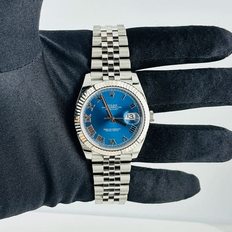 Rolex Datejust Blue Roman Dial on Jubilee Ref 126334 with New Style Card Green 2026
