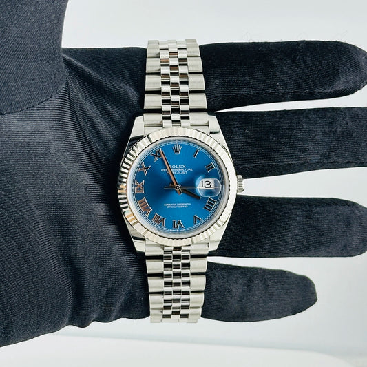 Rolex Datejust Blue Roman Dial on Jubilee Ref 126334 with New Style Card Green 2026