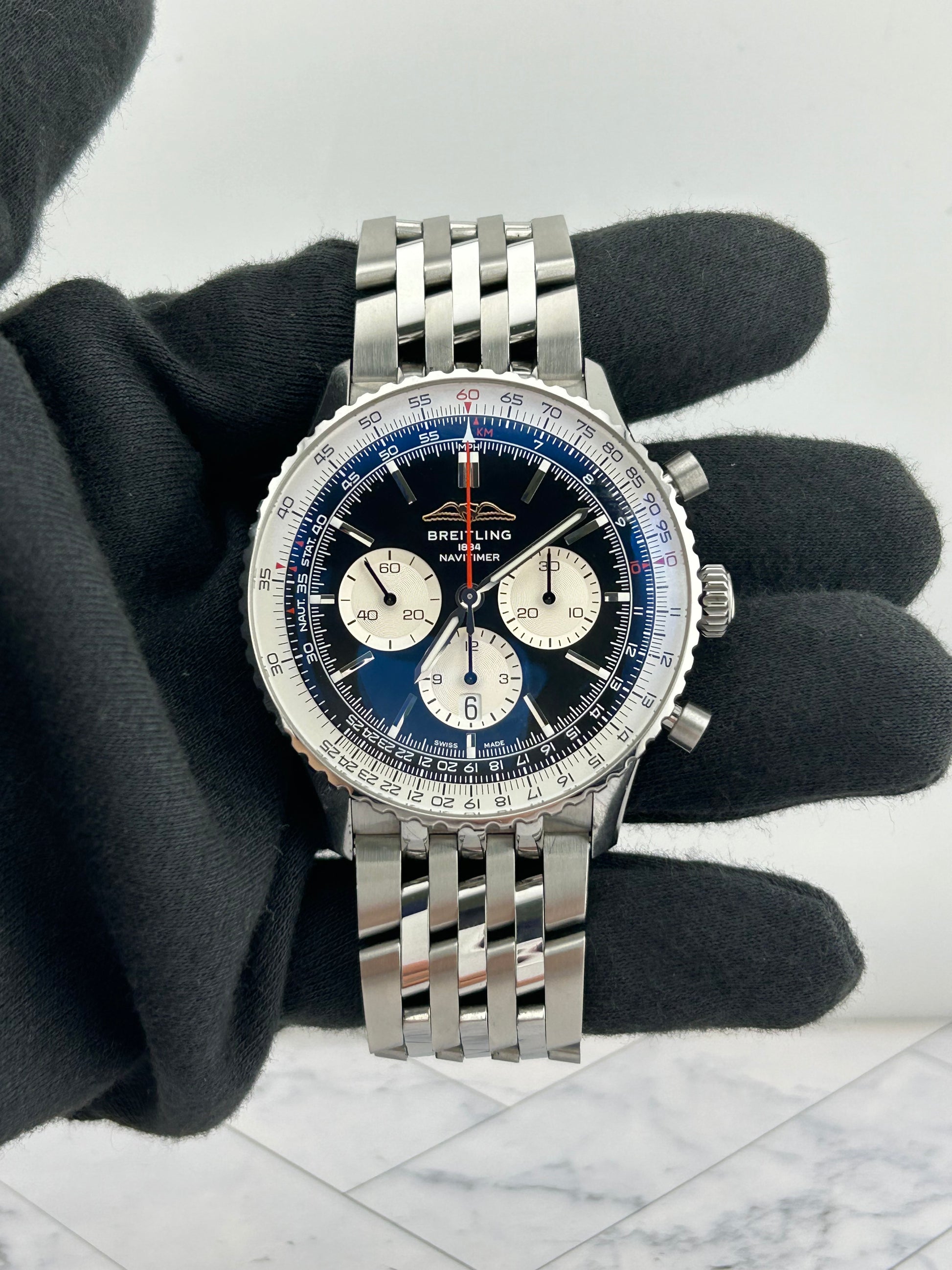 Breitling Navitimer B01 Chronograph Black Dial on Stainless Steel Bracelet Ref. AB0137211B1A1 Card 2024 — view 2