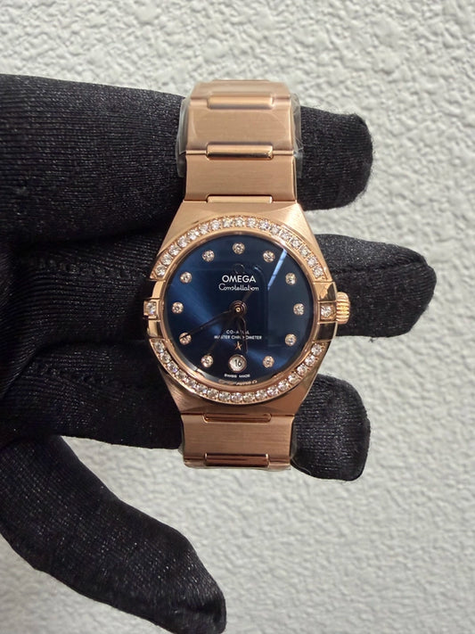 Omega Constellation Omega Co-Axial Master Chronometer Blue Dial on Bracelet Ref 131.55.29.20.53.001 with Card