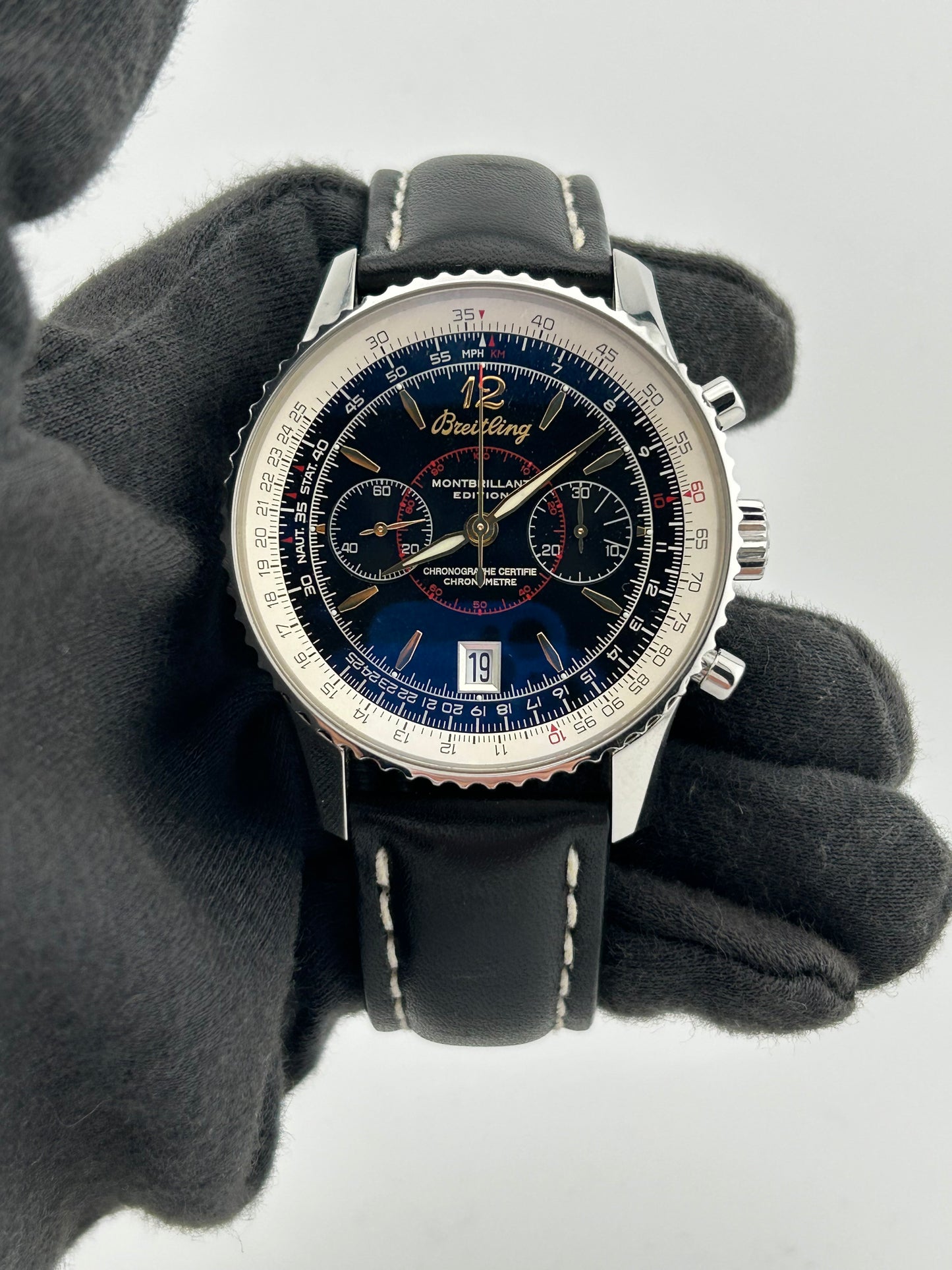 Breitling Montbrillant Edition Black Dial on Black Leather Strap Ref. A48330/A483B76NP Papers 2006 — view 2