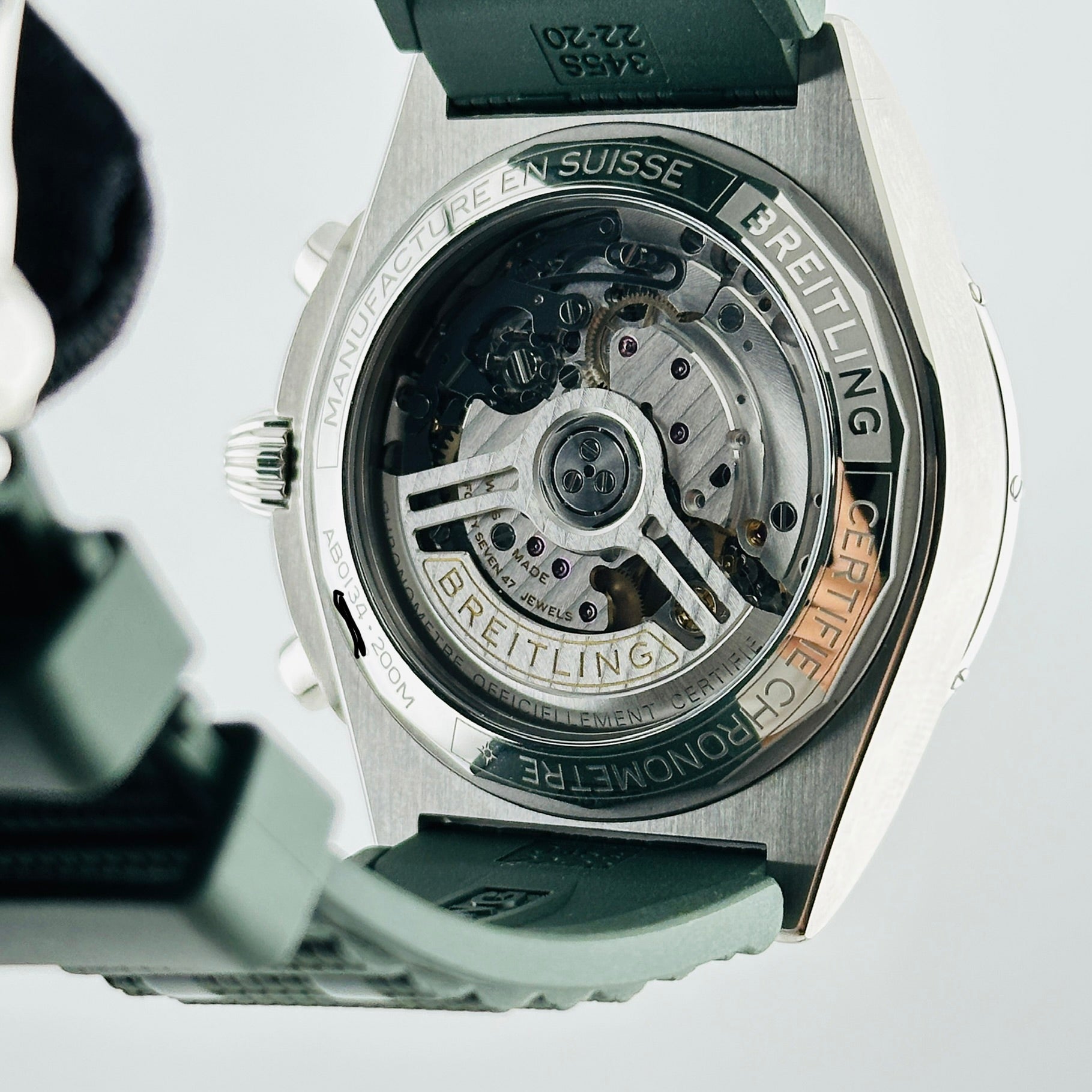 Breitling Chronomat B01 Green Dial on Rubber Strap Ref. AB0134101L2S1 Card Open Date — view 4