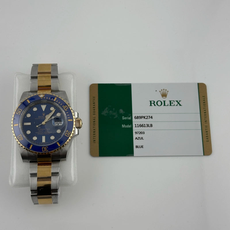 Rolex Submariner Blusey Blue Dial on Oyster Ref 116613LB with New Style Card White 2016